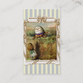 Tarjeta De Visita Humpty Dumpty y Alice con rayas azules y blancas