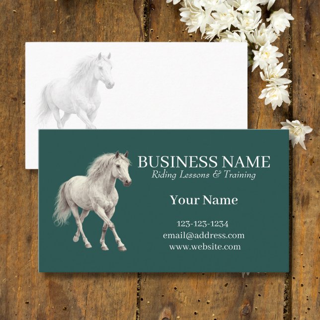 Tarjeta De Visita Hunter Green Horse Trainer Riding Lessons  (Subido por el creador)
