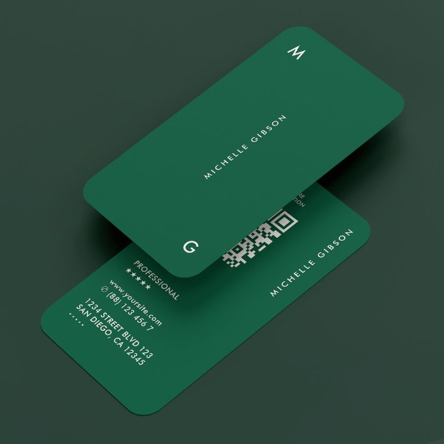 Tarjeta De Visita Hunter Green Minimal Simple Profesional (Hunter Green Minimal Simple Professional Business Card
)