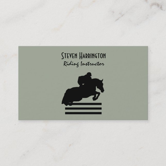Tarjeta De Visita Hunter Jumper Horse and Rider Silhouette (Anverso)