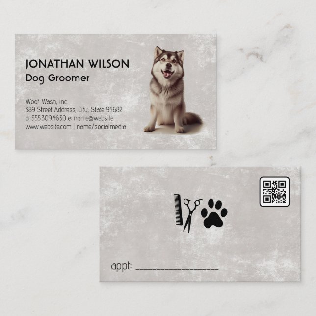 Tarjeta De Visita Husky Dog Sitting | Animales (Anverso / Reverso)