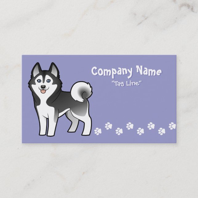 Tarjeta De Visita Husky siberiano del dibujo animado/Malamute de (Anverso)