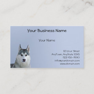 Tarjeta De Visita Husky siberiano en fondo azul