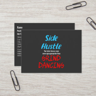 Tarjeta De Visita Hustle lateral vs Grind Dancing Neon Blue Text