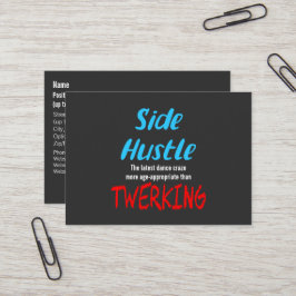 Tarjeta De Visita Hustle lateral vs. Twerking Neon Blue Text