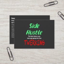 Tarjeta De Visita Hustle lateral vs. Twerking Neon Green Text