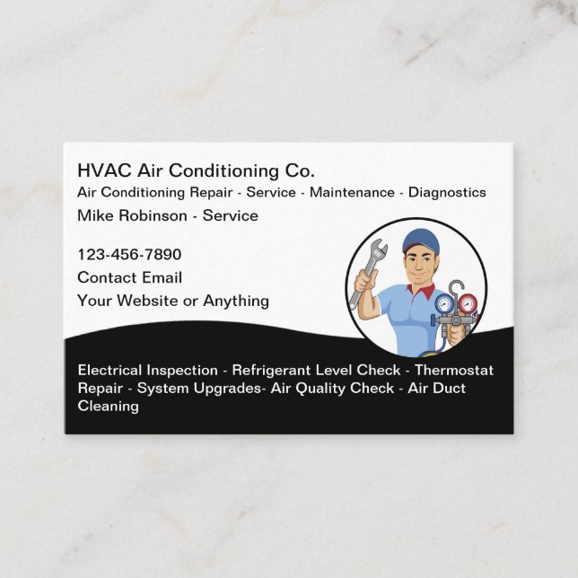 Tarjeta De Visita HVAC Air Conditioning Services Business Cards (Anverso)