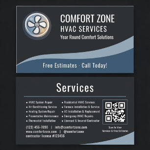 Tarjeta De Visita HVAC Calefacción y aire código QR Profesional 
