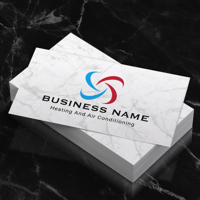 Tarjeta De Visita HVAC Heating & Air Conditioning Trendy Marble (Subido por el creador)
