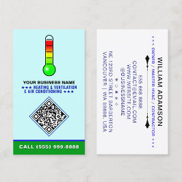 Tarjeta De Visita HVAC Logo & QR Code | Heating & Air Conditioning