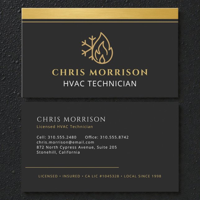 Tarjeta De Visita HVAC Tech AC Heating Cooling Heat Service  (Subido por el creador)