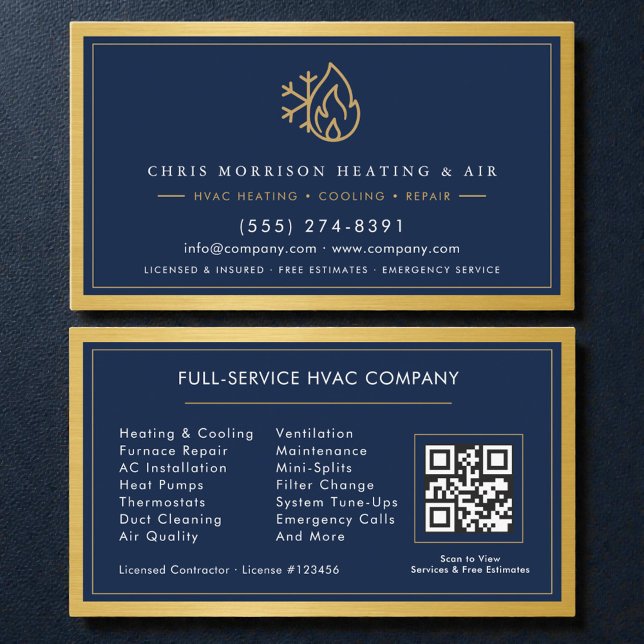 Tarjeta De Visita HVAC Technician Company QR Code  (Subido por el creador)