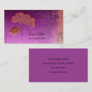 Tarjeta De Visita Hydrangea Morado Oro Metálico Floral