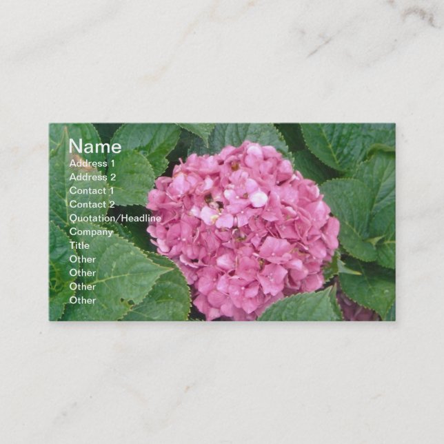 Tarjeta De Visita Hydrangea rosa (Anverso)