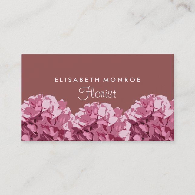 Tarjeta De Visita Hydrangea rosa, Floristía (Anverso)