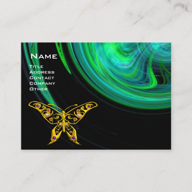 Tarjeta De Visita HYPER BUTTERFLY - amarillo negro verde brillante (Anverso)