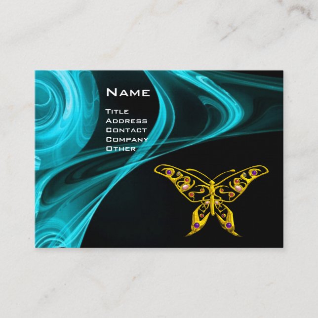 Tarjeta De Visita HYPER BUTTERFLY - azul negro brillante (Anverso)