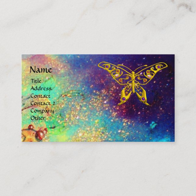 TARJETA DE VISITA HYPER BUTTERFLY IN GOLD SPARKLES (Anverso)