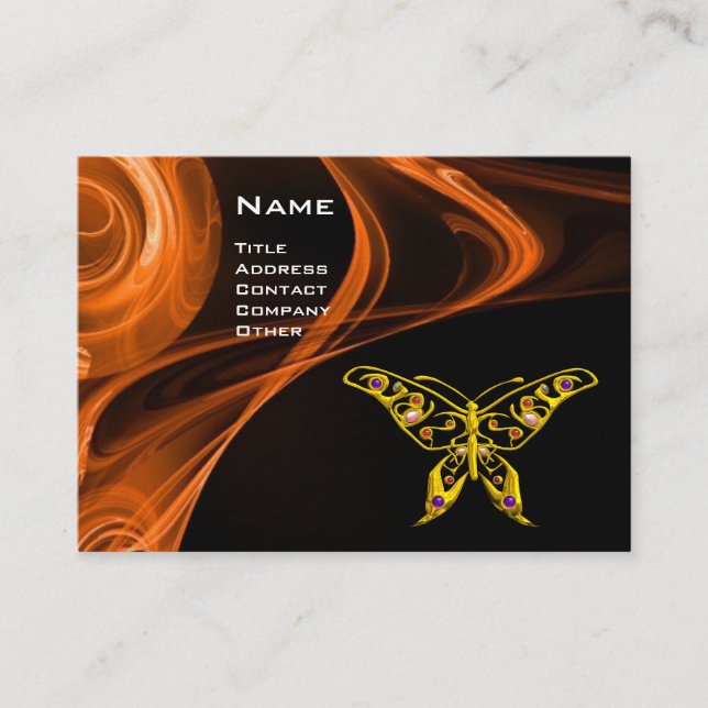 Tarjeta De Visita HYPER BUTTERFLY - naranja rojo amarillo negro (Anverso)