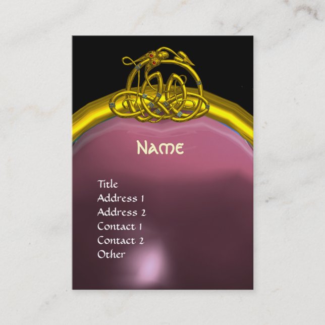 Tarjeta De Visita HYPER DRAGON AMETHYST MONOGRAM púrpura amarillo (Anverso)