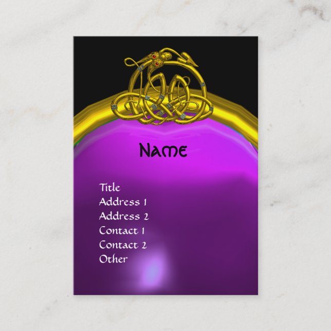 Tarjeta De Visita HYPER DRAGON AMETHYST MONOGRAM púrpura amarillo (Anverso)