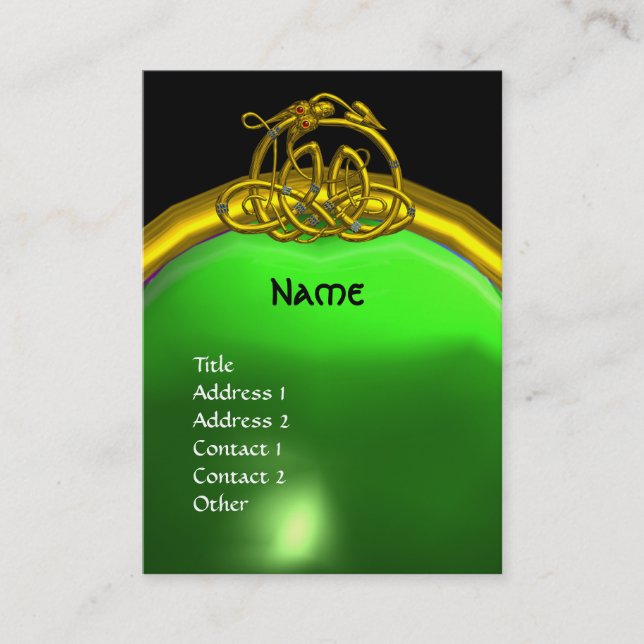 Tarjeta De Visita HYPER DRAGON EMERALD MONOGRAM amarillo verde (Anverso)