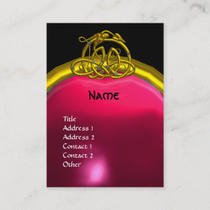 Tarjeta De Visita HYPER DRAGON RUBY MONOGRAM rojo amarillo rosa