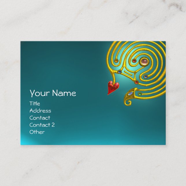 Tarjeta De Visita HYPER LABYRINTH AQUAMARINE, azul rojo negro (Anverso)