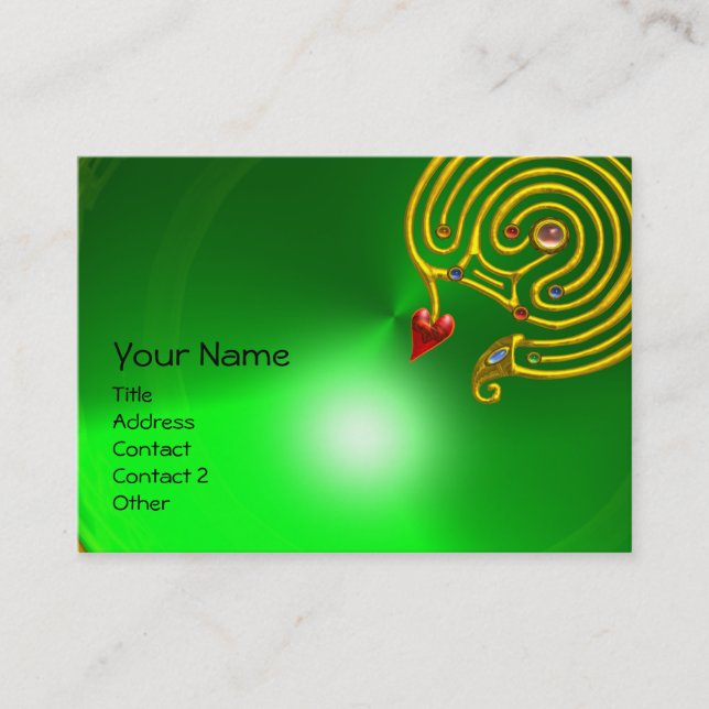 Tarjeta De Visita HYPER LABYRINTH EMERALD, amarillo rojo verde (Anverso)