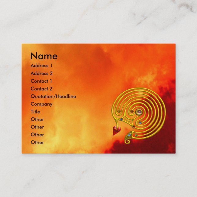 Tarjeta De Visita HYPER LABYRINTH, nubes amarillas rojas (Anverso)