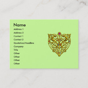 Tarjeta De Visita HYPER VALENTINA,CORAZÓN CELÁTICO ORO JEWEL Green