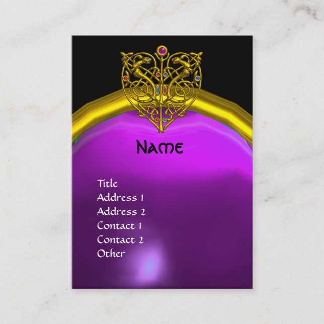 Tarjeta De Visita HYPER VALENTINE AMETHYST MONOGRAM púrpura amarillo (Anverso)