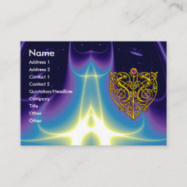 Tarjeta De Visita HYPER VALENTINE Gold Celtic Heart Blue Purple