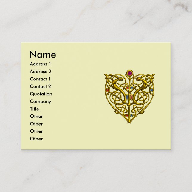 Tarjeta De Visita HYPER VALENTINE,GOLD CELTIC HEART Cream Black (Anverso)