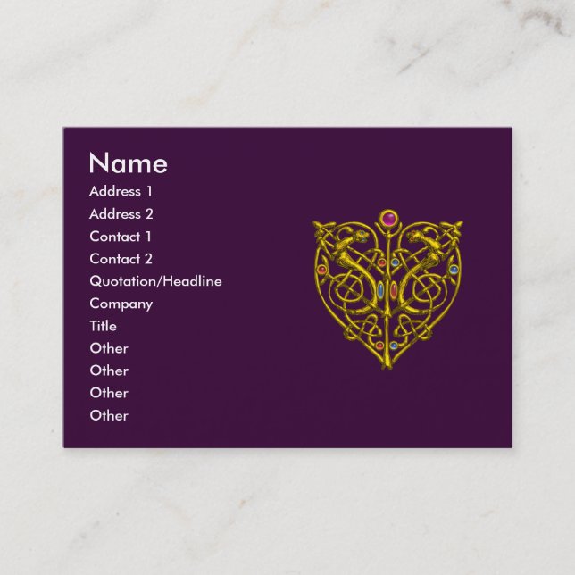 Tarjeta De Visita HYPER VALENTINE, Golden Heart, púrpura (Anverso)