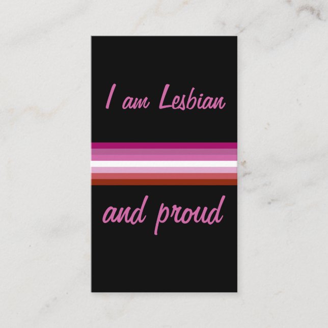 Tarjeta De Visita I am Leasbian and Proud | Lesbian Flag on Black (Anverso)
