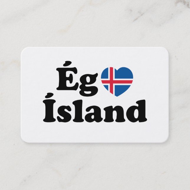Tarjeta De Visita I Heart (Love) Islandia [Ég Elska Ísland] Islandés (Anverso)