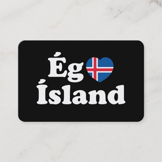 Tarjeta De Visita I Heart (Love) Islandia [Ég Elska Ísland] Islandés (Anverso)