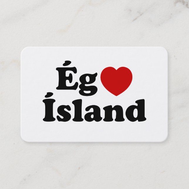 Tarjeta De Visita I Heart (Love) Islandia [Ég Elska Ísland] Islandés (Anverso)