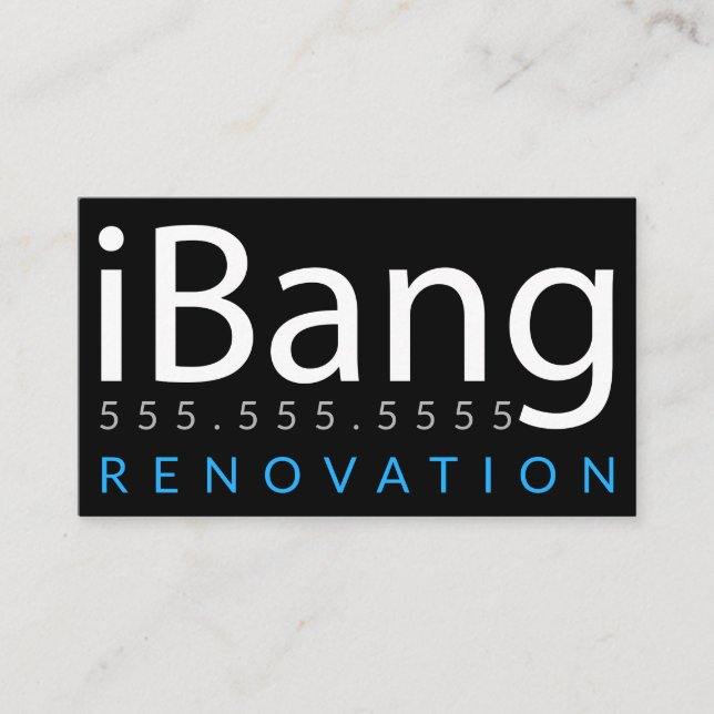Tarjeta De Visita iBang. Empresa de renovación de techos de construc (Anverso)
