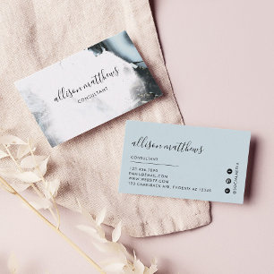 Tarjeta De Visita Ice Blue Gray Black Marble Background Social Media