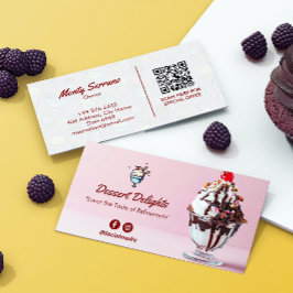 Tarjeta De Visita Ice Cream Business | Código de barras rosado