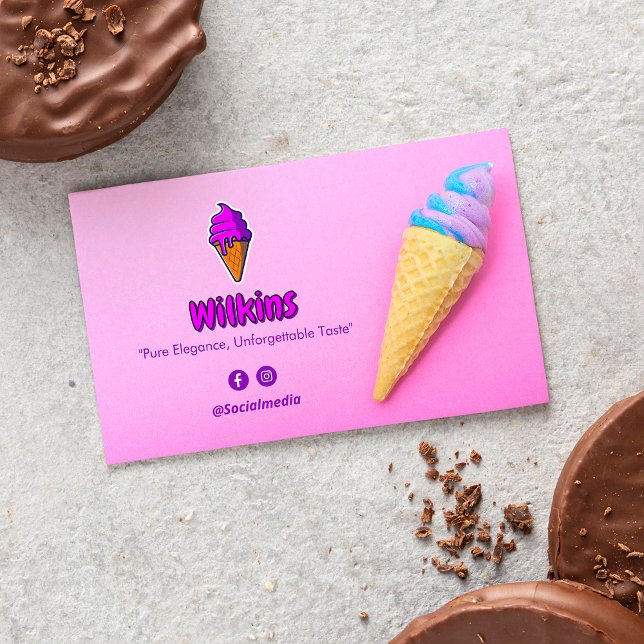 Tarjeta De Visita Ice Cream Business | Código de barras rosado (Subido por el creador)