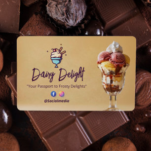 Tarjeta De Visita Ice Cream Business   Delicious Sundae Brown
