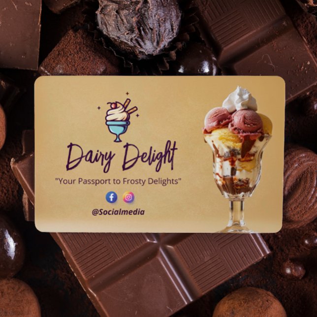 Tarjeta De Visita Ice Cream Business | Delicious Sundae Brown (Subido por el creador)