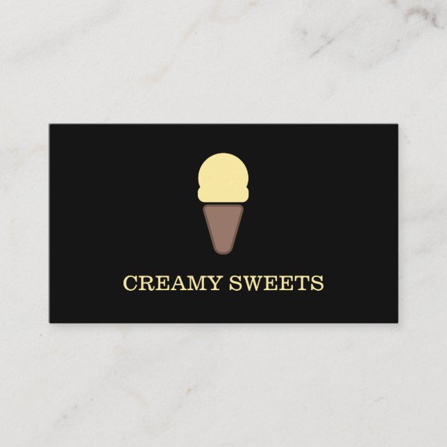 Tarjeta De Visita Ice Cream Cone Black Yellow (Anverso)