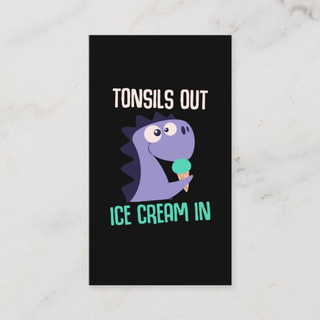 Tarjeta De Visita Ice Cream Dinosaur Tonsies Recuperación (Anverso)