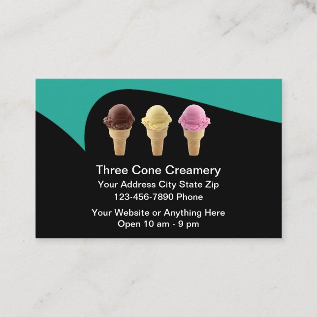 Tarjeta De Visita Ice Cream Shop Modern Trendy  (Anverso)