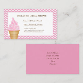 Tarjeta De Visita Ice Cream Shop Pink Chevron Business Cards