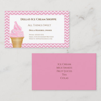 Tarjeta De Visita Ice Cream Shop Pink Chevron Business Cards